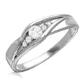 Rhodium Plated 925 Sterling Silver Round CZ Center Stones Wedding Ring - GMR00185