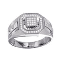 Men's Sterling 925 Sterling Silver Rhodium Square Ring with CZ - GMR00230RH