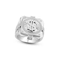 Rhodium Plated 925 Sterling Silver Men's Dollar Sign Ring - GMR00244RH