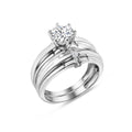 Rhodium Plated 925 Sterling Silver Double Stackable Ring with CZ - GMR00267