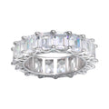 925 Sterling Silver Emerald Cut CZ Eternity Band Ring - GMR00289