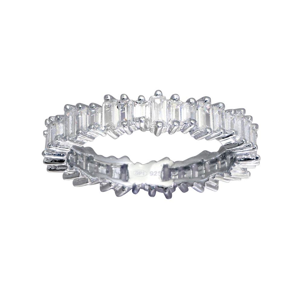 925 Sterling Silver Emerald Cut CZ Baguette Eternity Band Ring - GMR00291