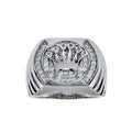 Rhodium Plated 925 Sterling Silver Crown Disc Ring - GMR00313