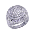 Rhodium Plated 925 Sterling Silver Dome CZ Hip Hop Ring - GMR00320