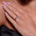 Rhodium Plated 925 Sterling Silver Ribbed Croissant Ring - GMR00453