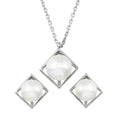 Rhodium Plated 925 Sterling Silver Boxed Synthetic Pearl with CZ Set - GMS00029