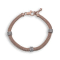 Rose Gold Plated Italian Mesh With CZ Accent Bracelet- GTB00004RGP