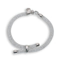 Rhodium Plated Italian Mesh Tube Crystal Bracelet- GTB00011RH