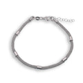 Rhodium Plated Italian Braided Mesh With Tube Accent Bracelet- GTB00013RH