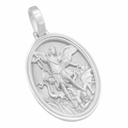 Saint Michael Oval gold pendant, white gold option