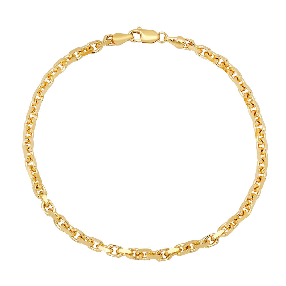 3.2MM Solid Heavy Link Bracelet in solid 10K-24K gold
