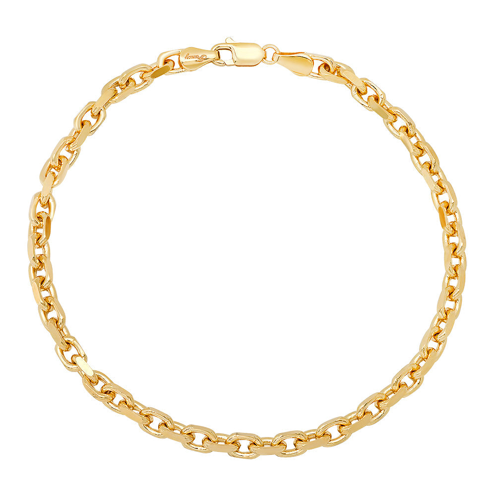 4MM Solid Heavy Link Bracelet in solid 10K-24K gold