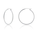 High Polished 925 Sterling Silver Hoop Earrings Rounded Hinge 2mm - HP01-2