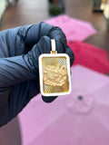 Diamond-Cut Money Frog Rectangular Pendant