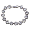 Silver 925 Rhodium Plated Heart Clear CZ Bracelet - STB00279