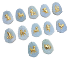 Natural Jade with 24K Zodiac Animal Inlay Pendants in solid 10K-24K gold