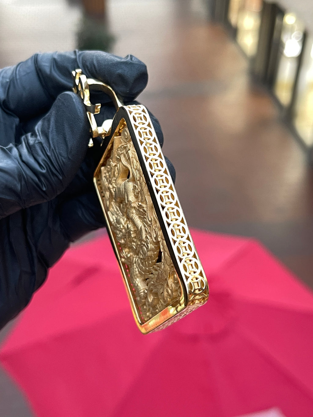 3D Monkey King (Sun Wukong) Riding a Dragon and Customizable Bail Rectangular Pendant