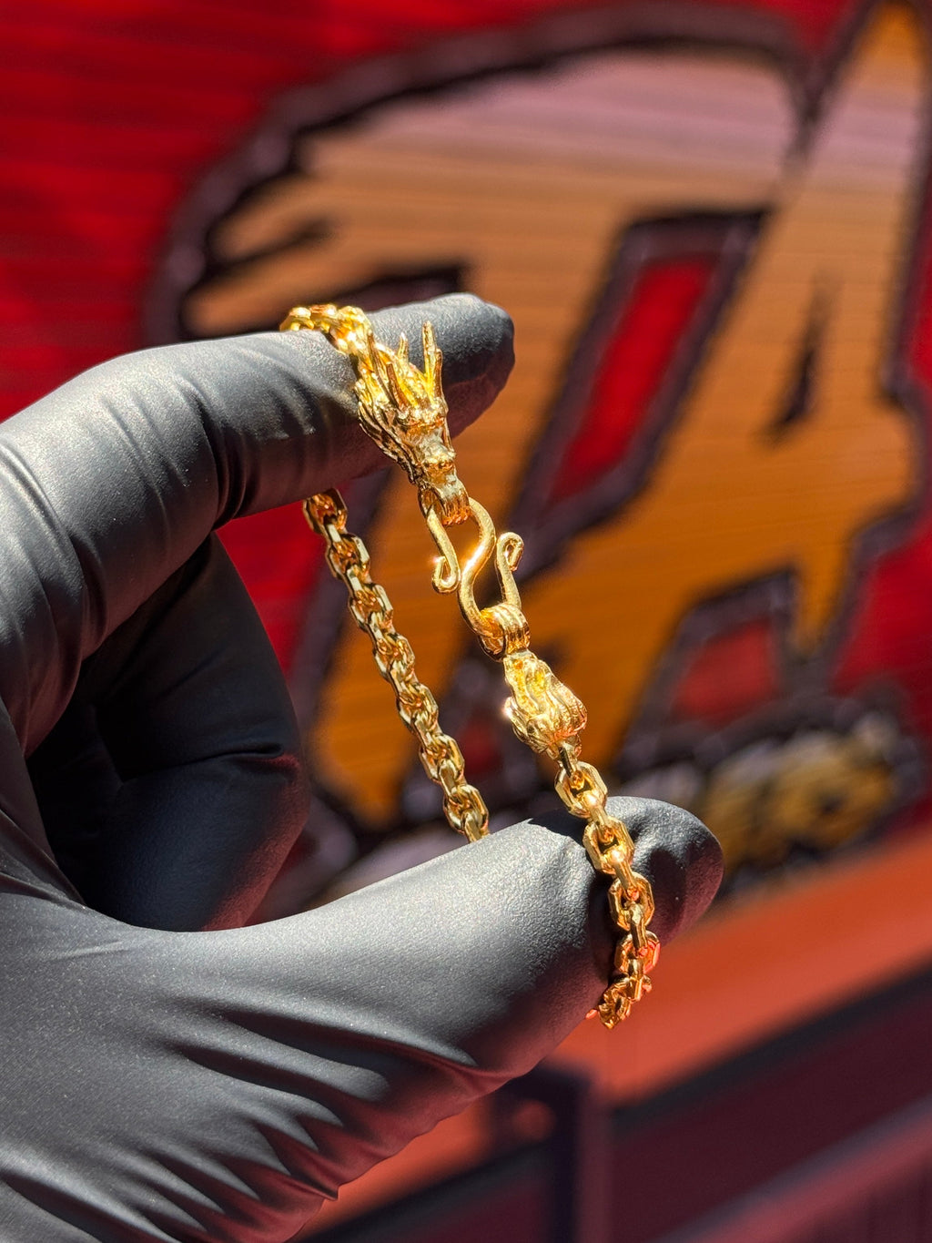 3.5MM Solid Anchor Link Dragon & Tail Bracelet — detail 3