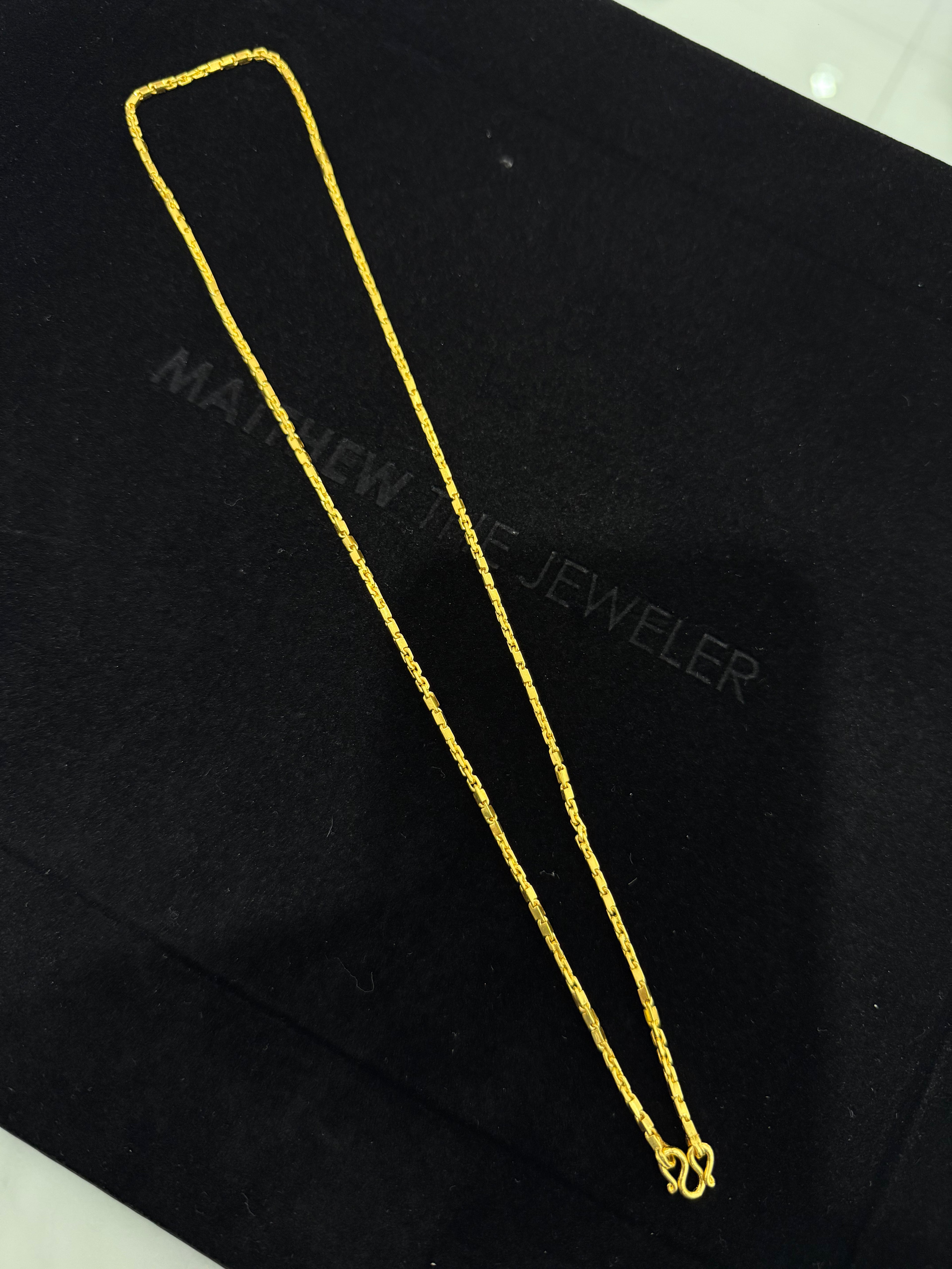 24K Yellow Gold Baht-Anchor Chain - 21 inches, 1.6mm, 19.28g