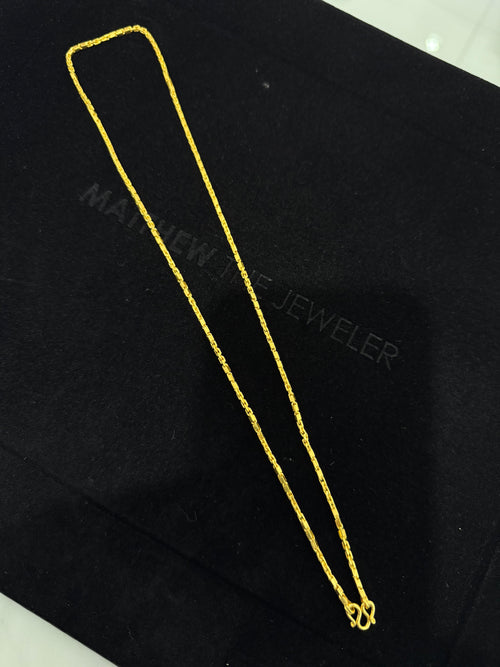 24K Yellow Gold Baht-Anchor Chain - 21 inches, 1.6mm, 19.28g