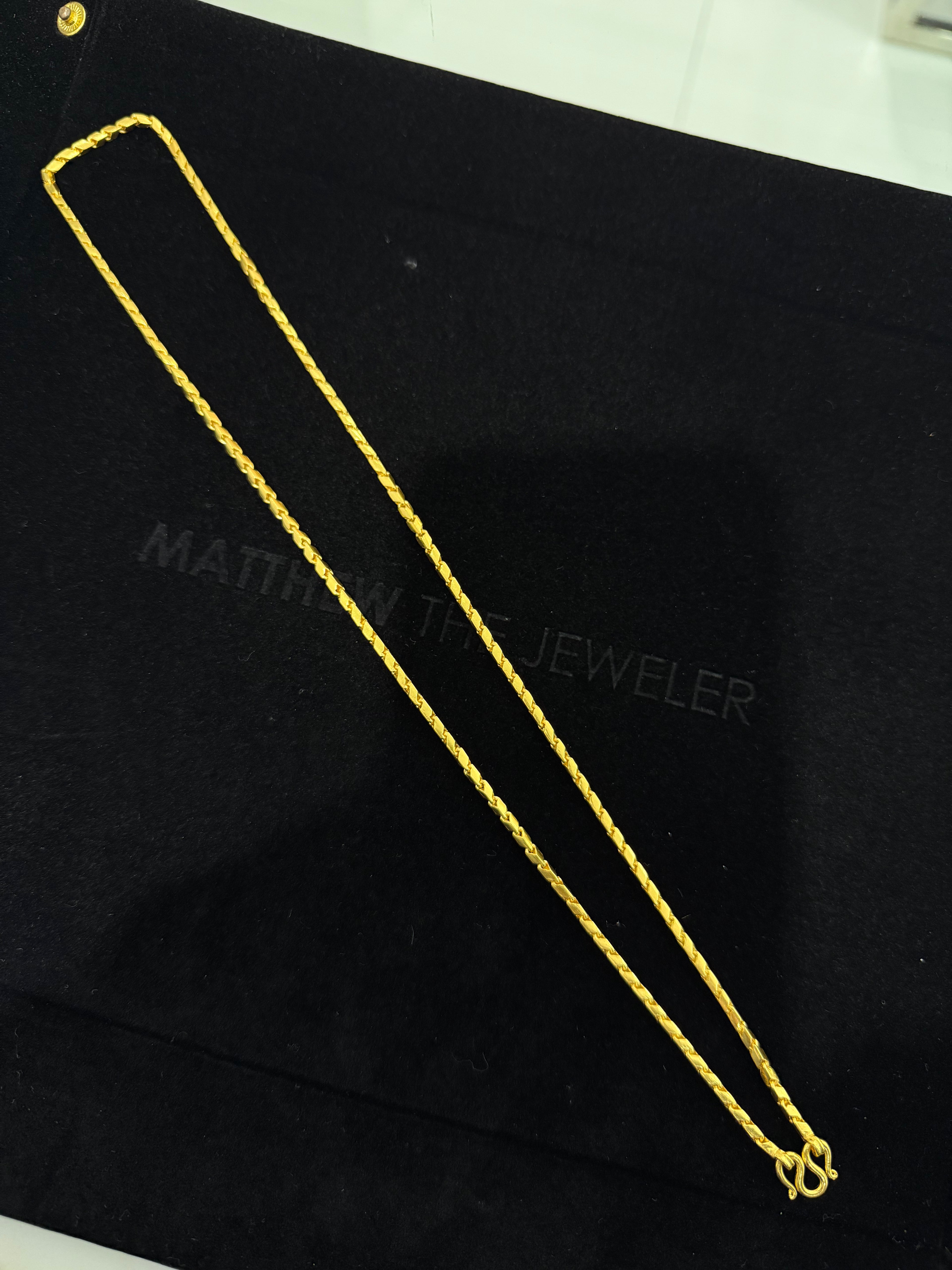 24K Yellow Gold Baht Chain - 23 inches, 2.10mm, 32.38g