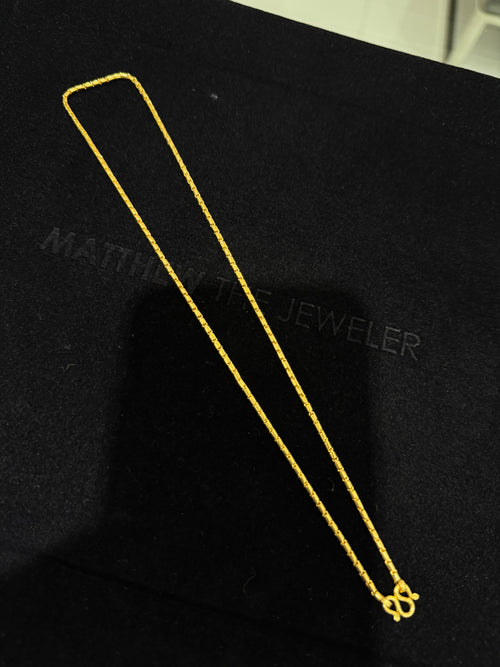 24K Yellow Gold Barrel Chain - 18 inches, 2mm, 15.77g