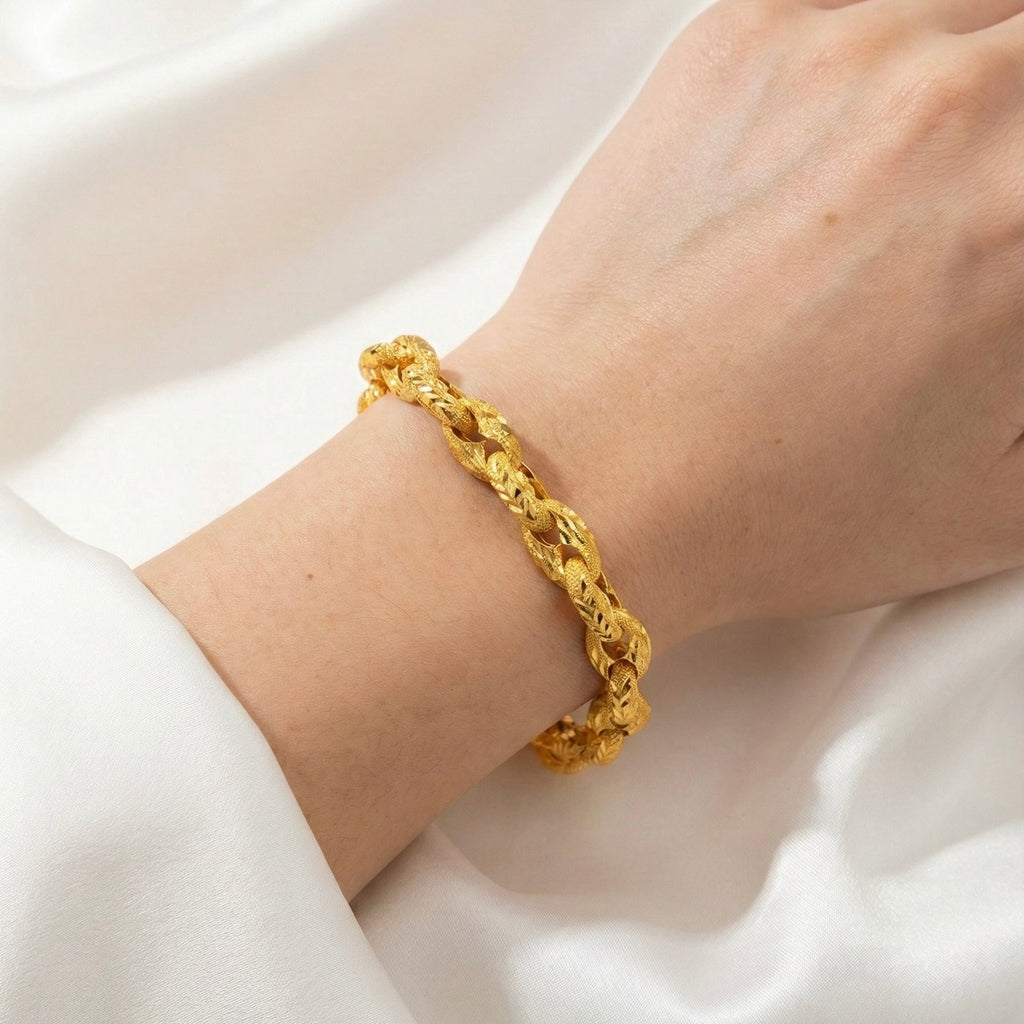 10MM Diamond-Cut Puffed Mariner Link Bracelet — detail 3
