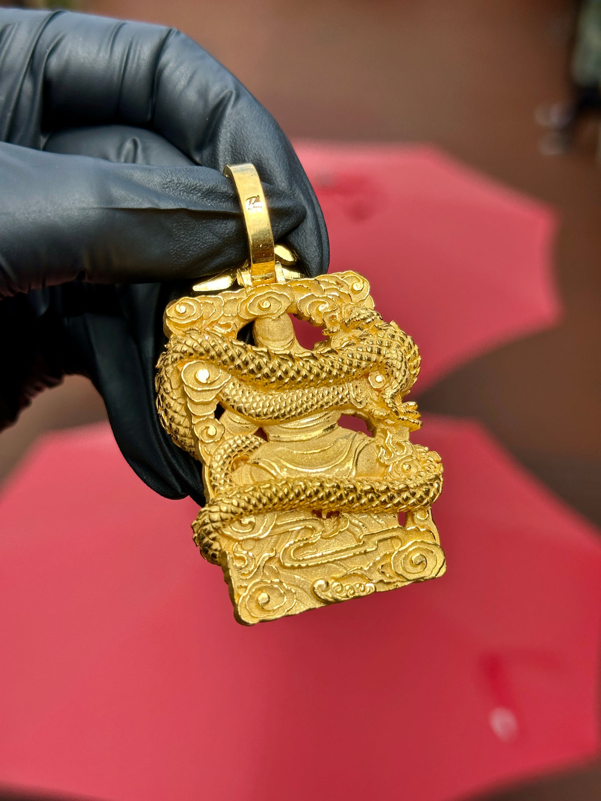 3D God of War (Guan Gong) with a Dragon and Customizable Bail Pendant