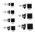 Silver 925 Black Square CZ Invisible Cut Stud Earring - STUD SQ BL IN