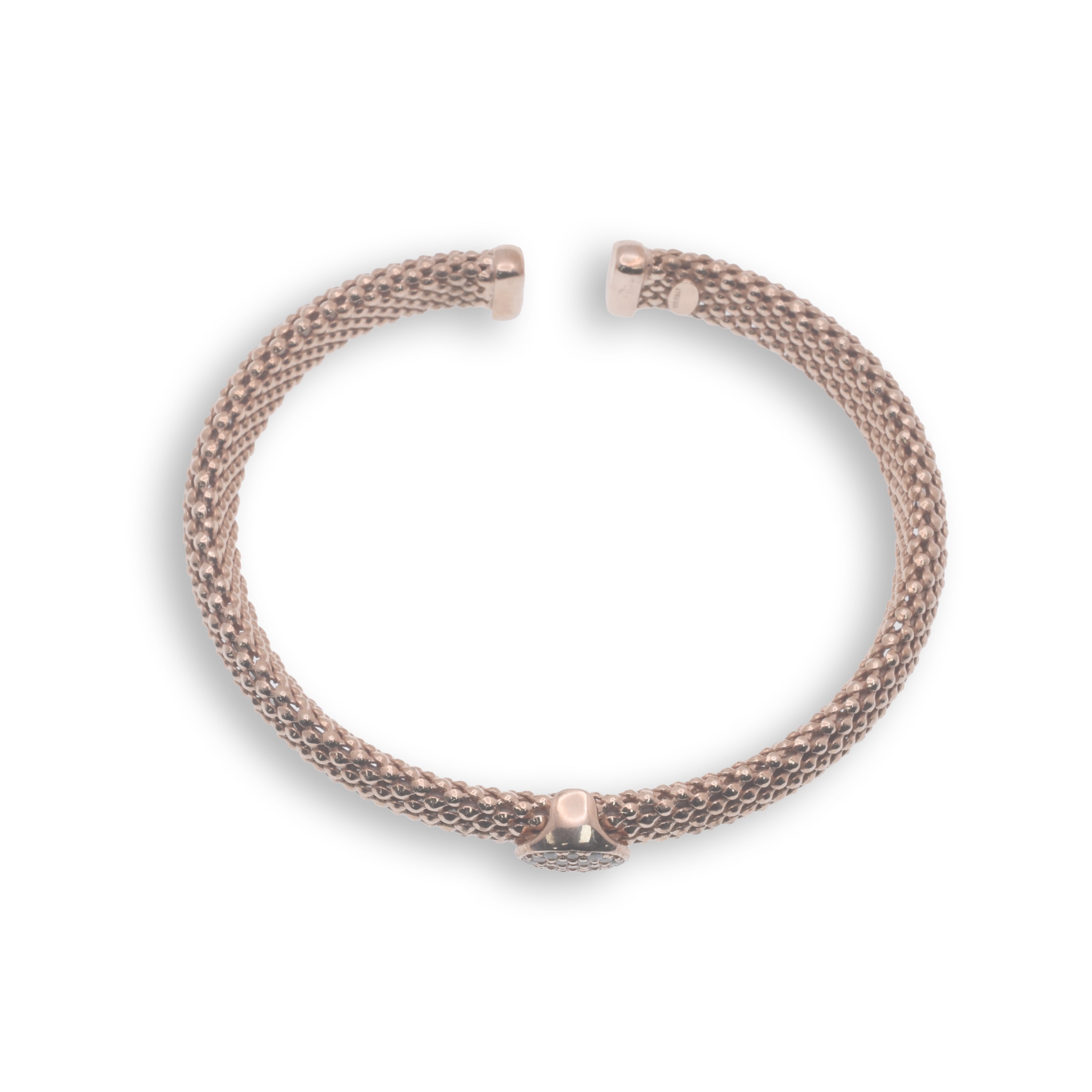 Rose Gold Plated CZ Accent Cuff Bracelet - ITB00001RGP