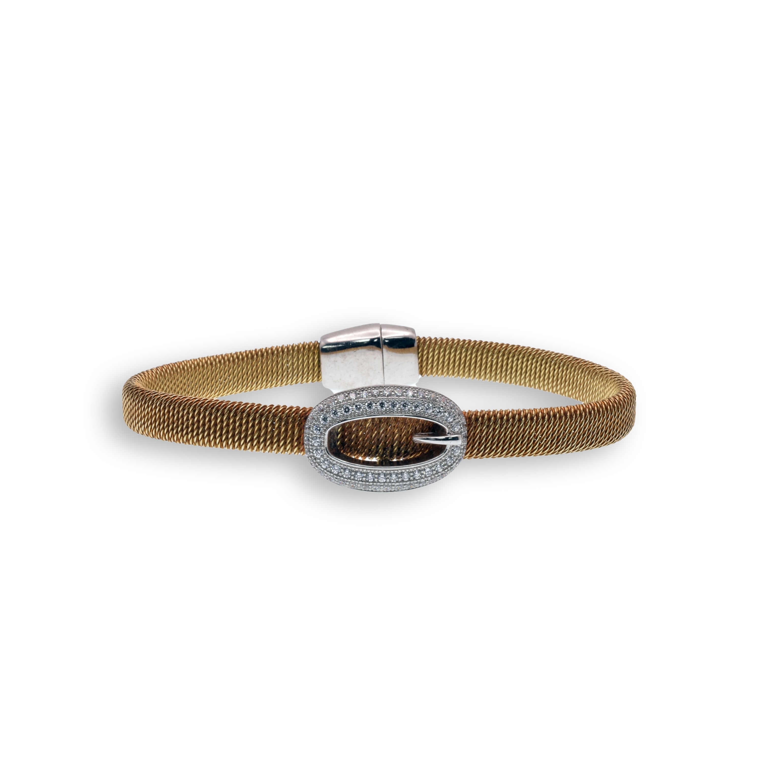 Italian CZ Buckle Cuff Bracelet - ITB00013