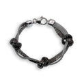 Rhodium & Black Plated Italian Braided & Mesh Triple Knot Bracelet- ITB00023RH/BLK
