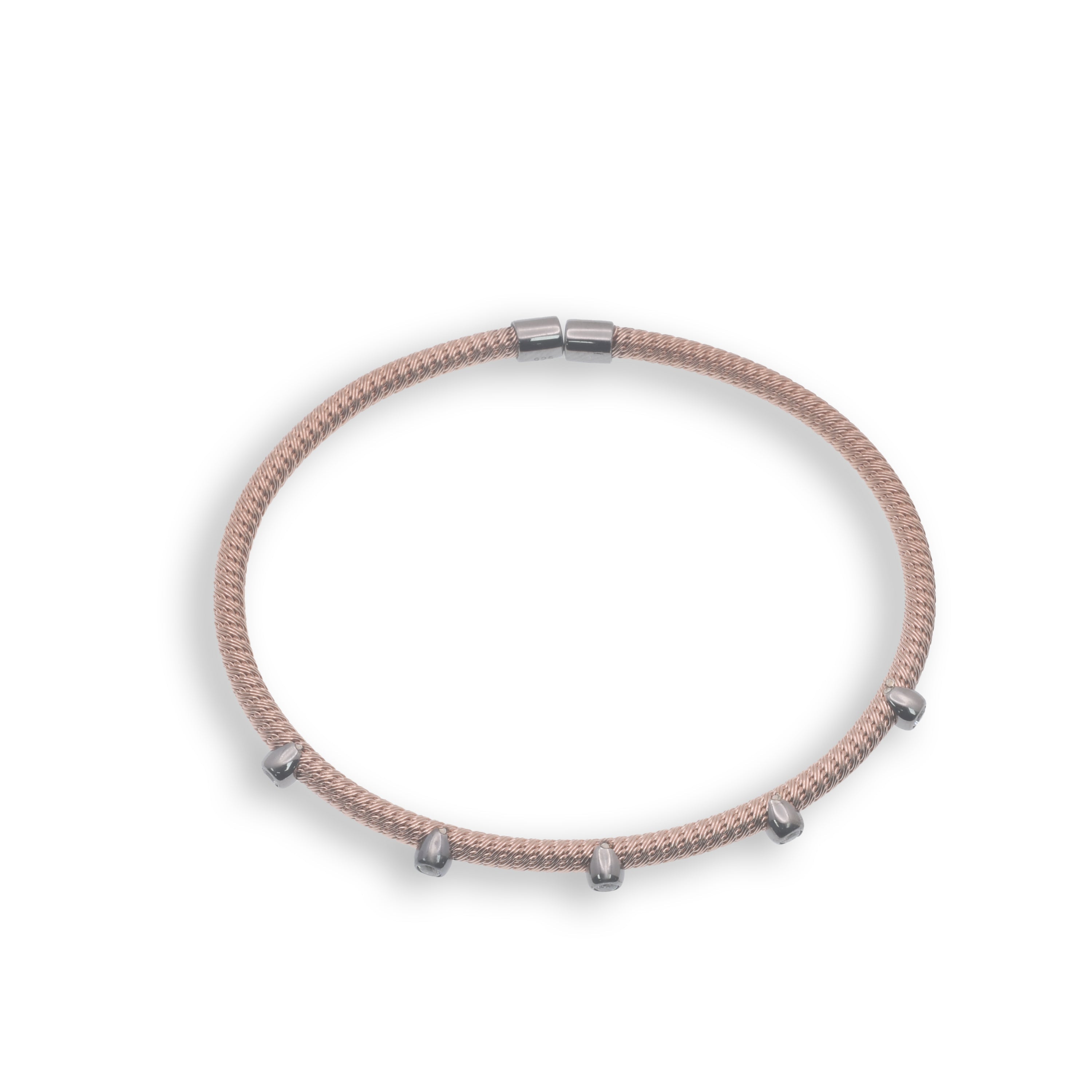 Rose Gold & Black Plated CZ Cuff Bracelet - ITB00024RGP