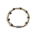 Rhodium Plated Italian Twisted Mesh With Bead Bracelet- ITB00025GP