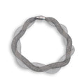 Rhodium & Black Plated Italian Twisted Mesh With CZ Bracelet- ITB00032RH