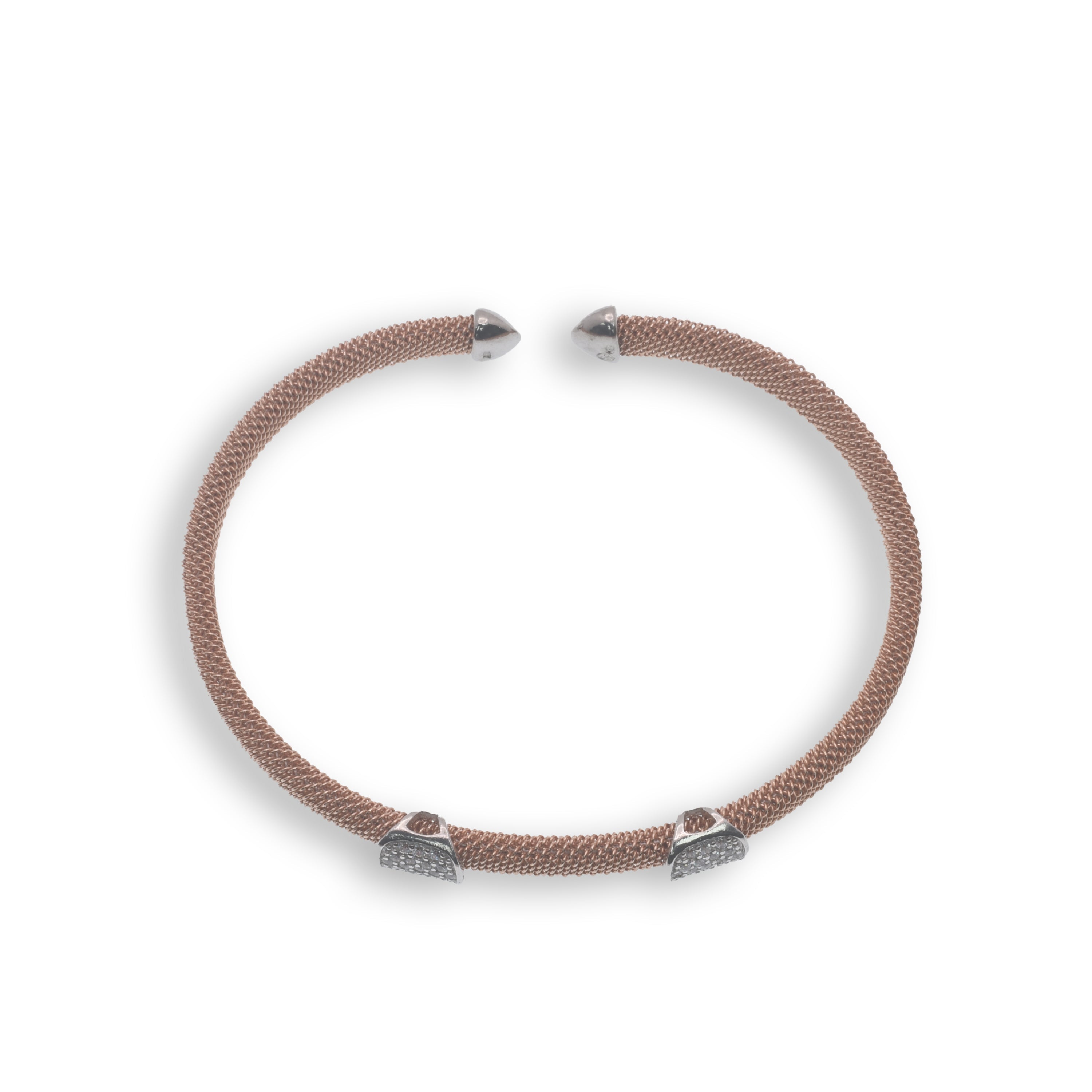 Rose Gold Plated Double CZ Accent Italian Bracelets - ITB00033RGP