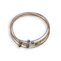 Multi Plated Thin Beaded Italian Bangle Bracelets - ITB00043TRI