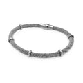 Silver 925 Rhodium Plated Silver Bars Beaded Italian Bracelet - ITB00077RH