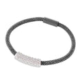 Silver 925 Black Rhodium Plated CZ Bar Italian Bracelet - ITB00084BLK