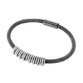 Silver 925 Black Rhodium Plated CZ High-Low Pave Bar Italian Bracelet - ITB00152BLK-RHD