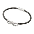Silver 925 Rhodium and Black Rhodium Plated Infinity Center Clear CZ Italian Bracelet - ITB00153BLK-RH