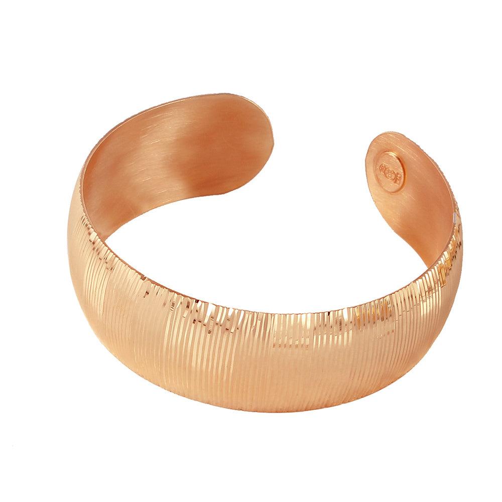 Silver 925 Rose Gold Plated Cuff Italian Bracelet - ITB00158RGP