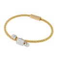 Silver 925 Rhodium and Gold Plated Square Micro Pave Clear CZ Beaded Italian Bracelet - ITB00169GP