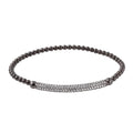 Silver 925 Black Rhodium Plated CZ Bar Beaded Italian Bracelet - ITB00194BLK