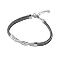 Silver 925 Black Rhodium Plated Italian Bracelet with Twisted CZ Inlay Accent - ITB00211BLK-RH