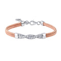 Rhodium Plated 925 Sterling Silver Italian Twisted CZ Adjustable Bracelet - ITB00211RH