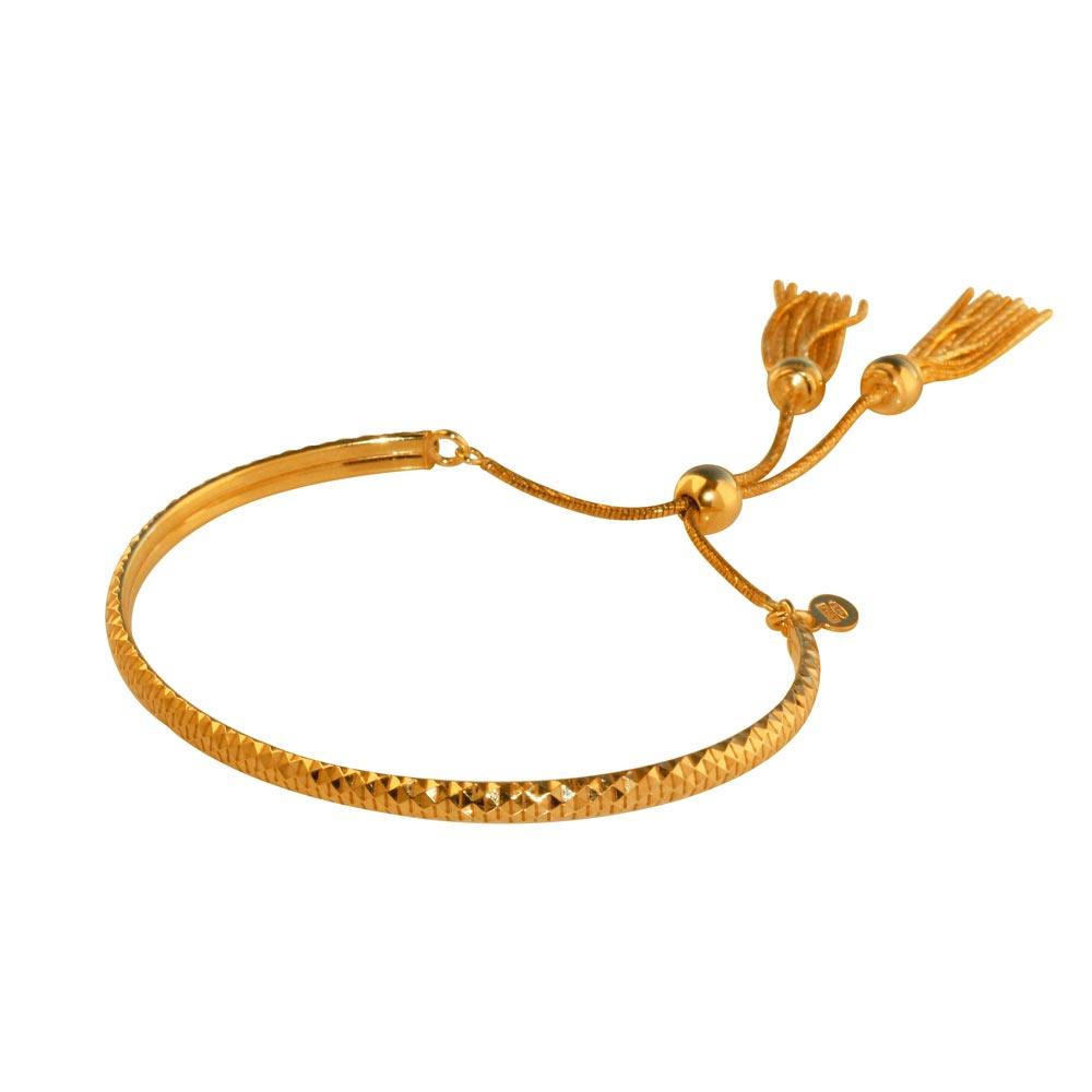 Rose Gold Plated 925 Sterling Silver DC Cuff Lariat Bracelet with Dangling Tassel - ITB00213RGP