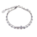 Rhodium Plated 925 Sterling Silver Disc Cross Link Chain Bracelet - ITB00314-RH