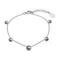 Rhodium Plated 925 Sterling Silver 5 Bead Charm Bead Link Chain Bracelet - ITB00315-RH