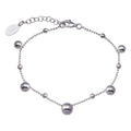 Rhodium Plated 925 Sterling Silver 11 Bead Charm Bead Link Chain Bracelet - ITB00316-RH